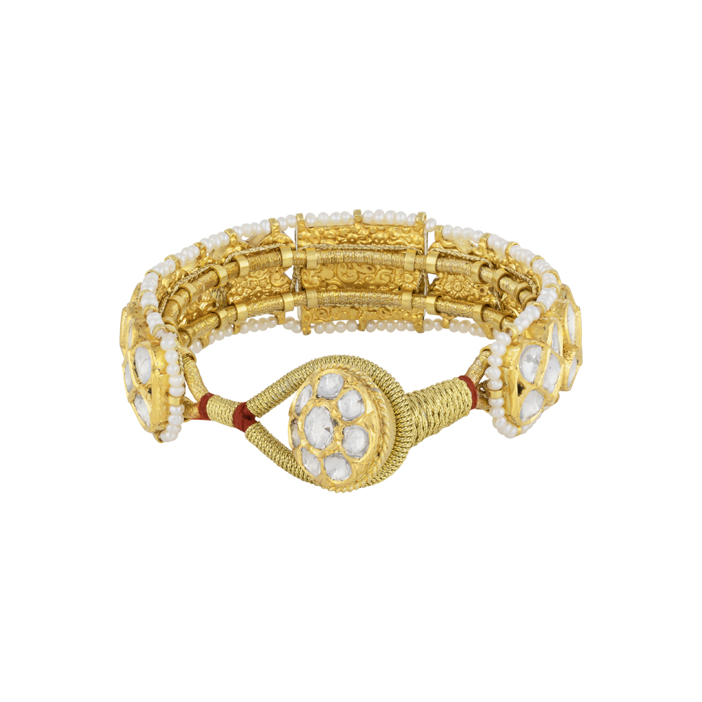 Polki Poochi Bracelet with Pearl Accents & Gold Framework